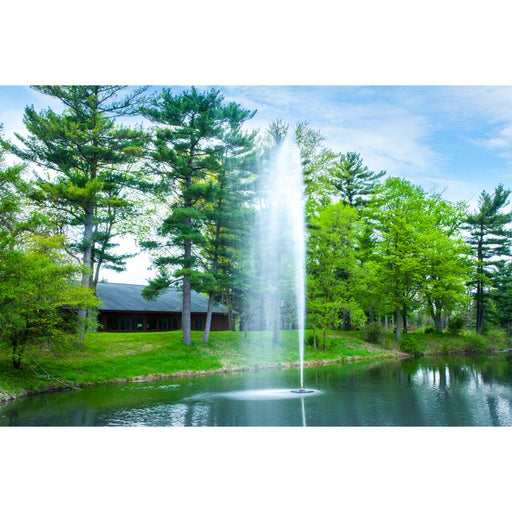 Scott_Aerator_Gusher_Pond_Fountain_in_water_with_building_and_trees_in_background