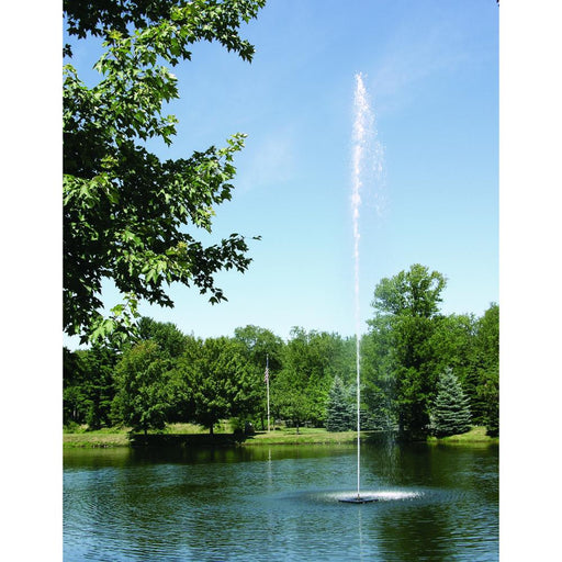 Scott_Aerator_Jet_Stream_Pond_Fountain_with_tall_vertical_spray_in_pond_with_trees_in_background