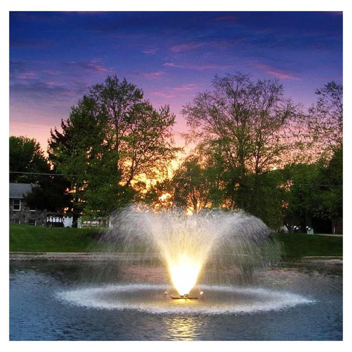 Scott-Aerator-White-LED-Pond-Fountain-Lights-in-water-with-trees-in-background