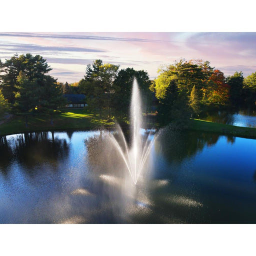 Scott-Aerator-Atriarch-Pond-Fountain-in-water-with-trees-in-background
